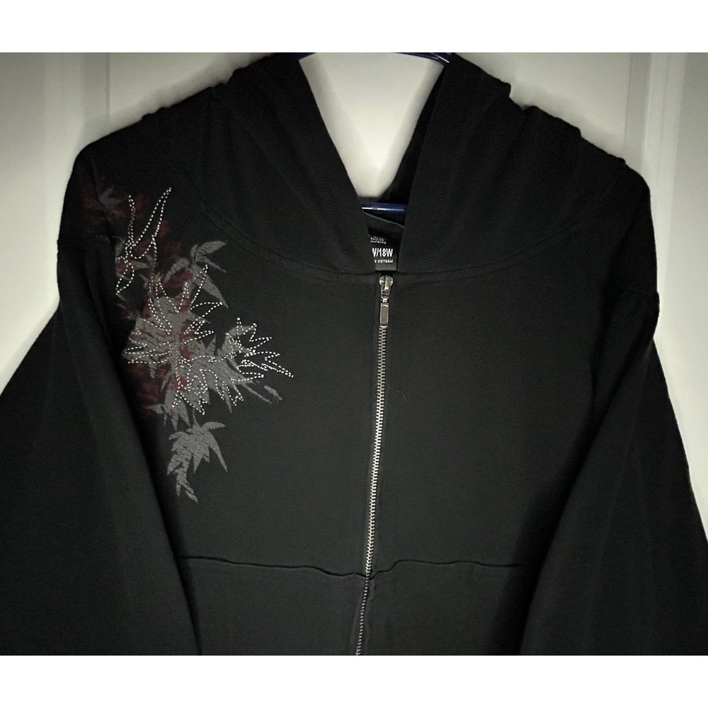 Vintage Y2K Mossimo Embroidery Full-Zip Grunge Hoodie Sweatshirt Sz Womens Large